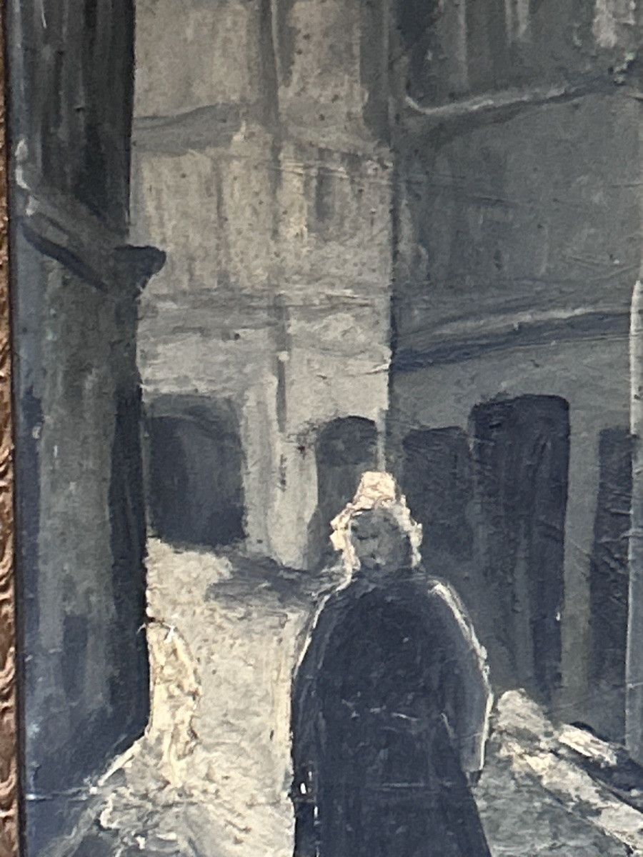 Oil On Panel, View Of The Old Town-photo-3