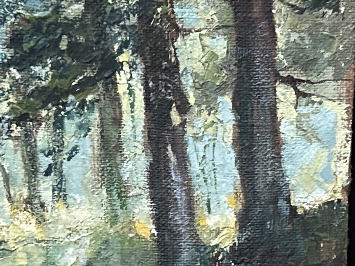 G. Descamps, Oil On Canvas Forest Landscape-photo-4