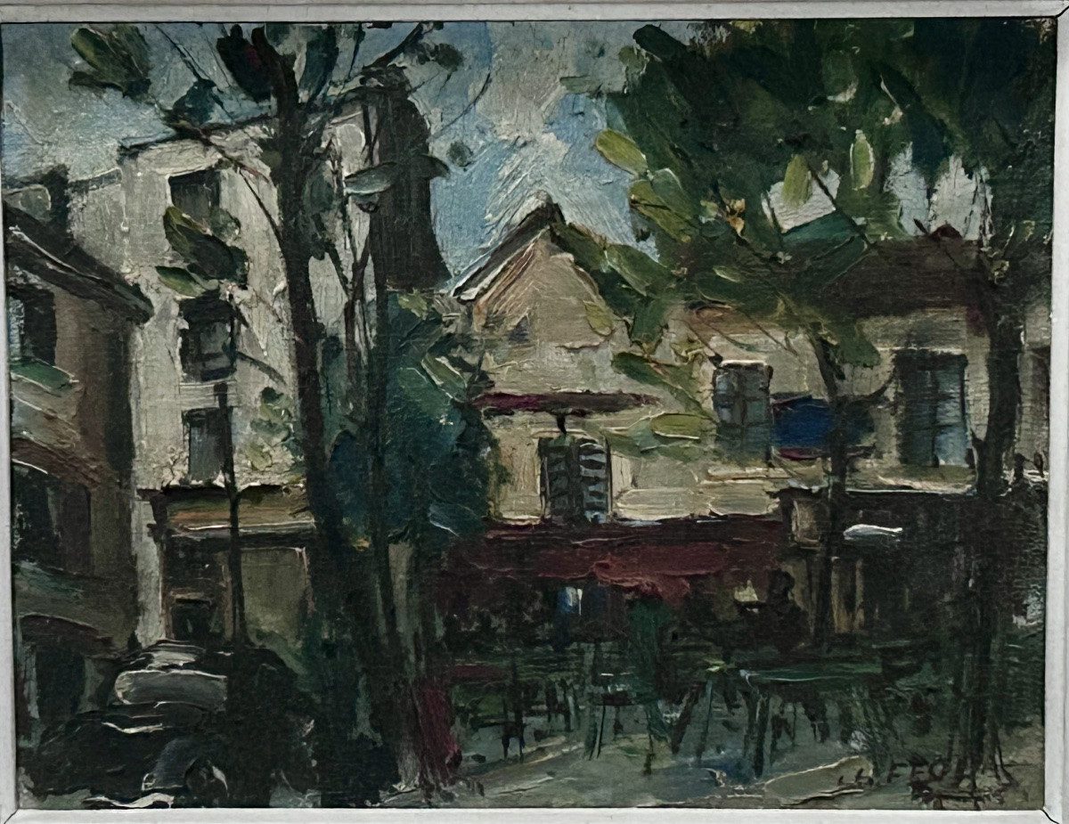 C. Feola, Scène De Vie à Montmartre Oil On Canvas-photo-3