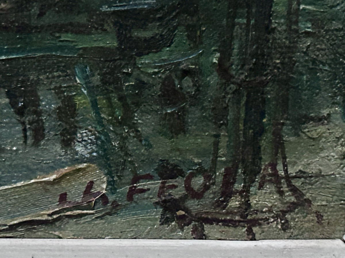 C. Feola, Scène De Vie à Montmartre Oil On Canvas-photo-4