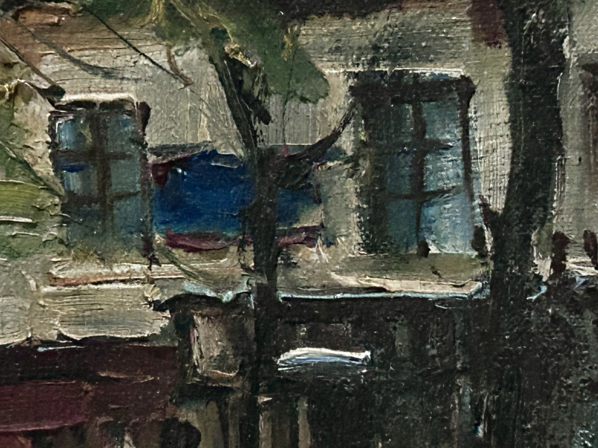 C. Feola, Scène De Vie à Montmartre Oil On Canvas-photo-4