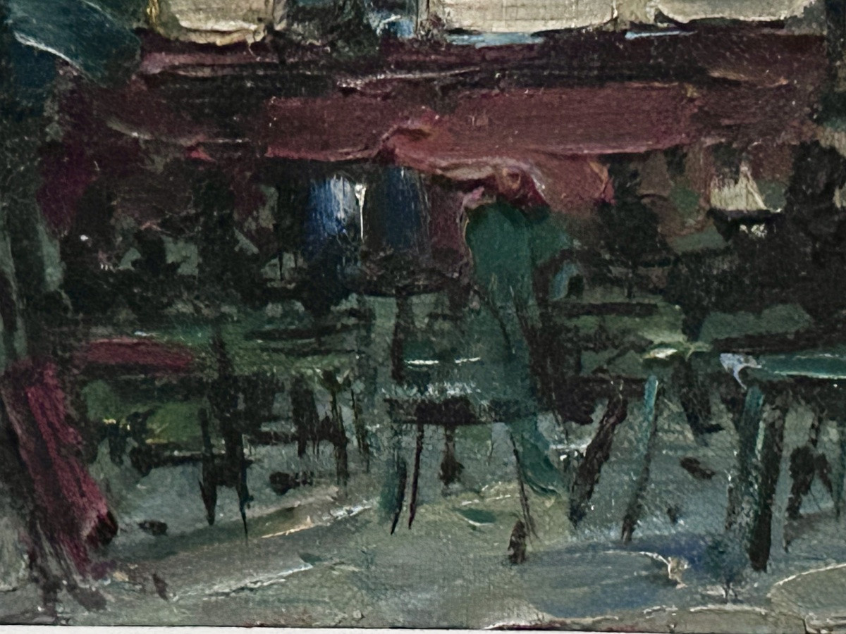 C. Feola, Scène De Vie à Montmartre Oil On Canvas-photo-5