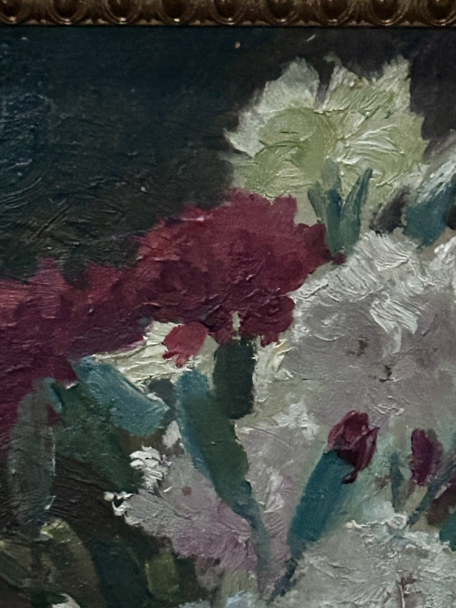 Duilio Donzelli, Oil On Canvas Bouquet Of Flowers-photo-4