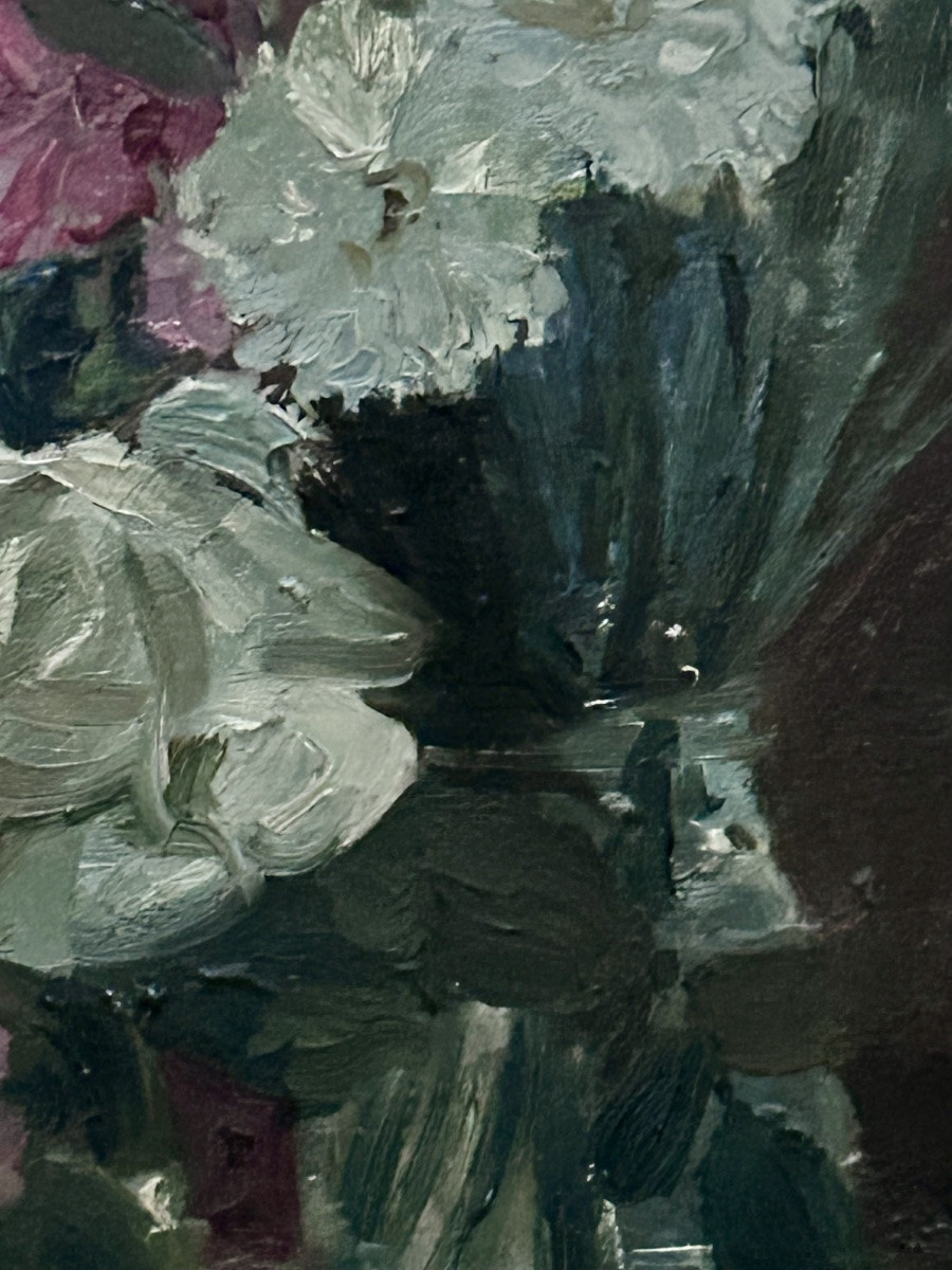 Duilio Donzelli, Oil On Canvas Bouquet Of Flowers-photo-6