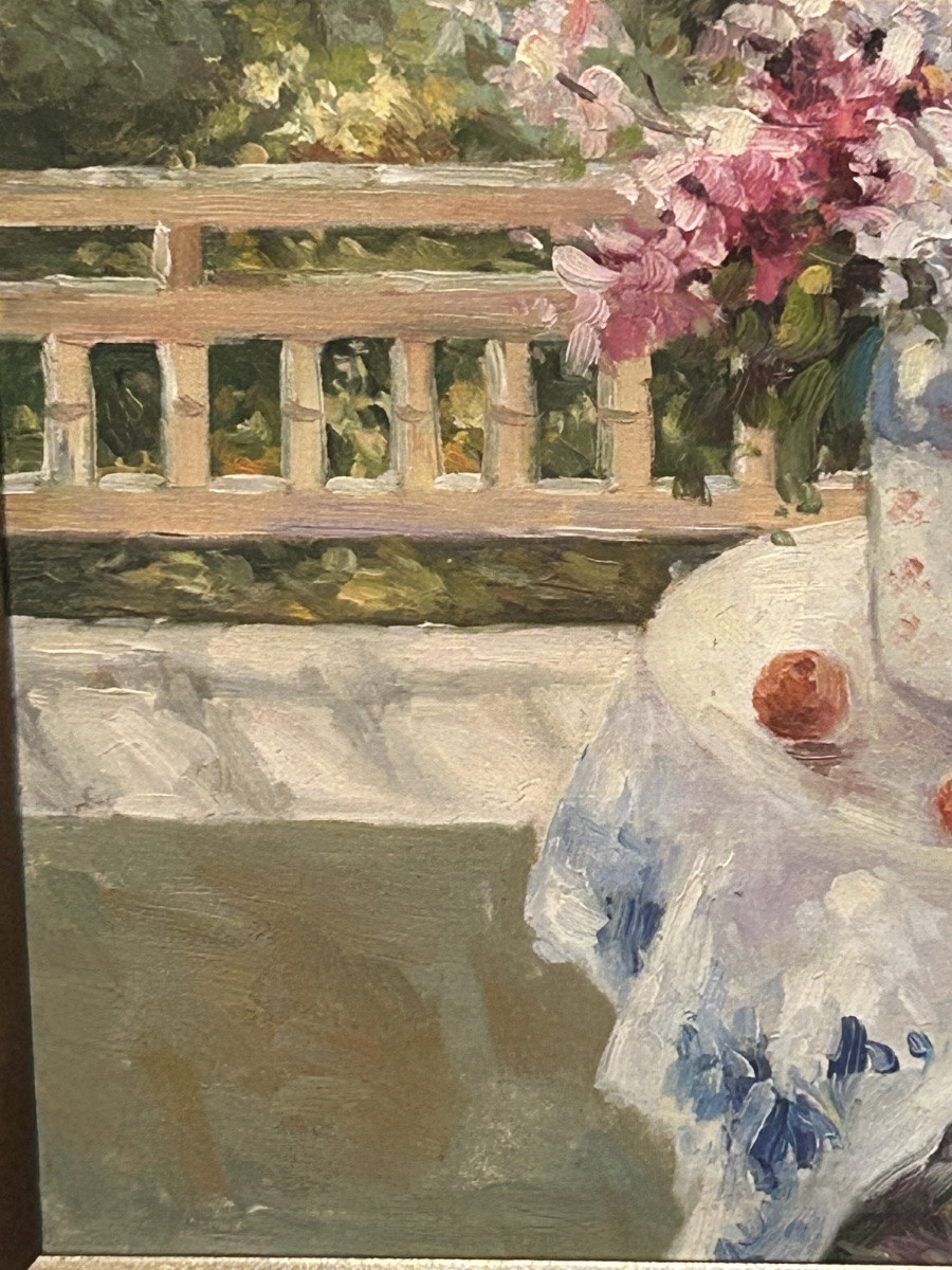 Oil On Canvas Bouquet Of Flowers In A Country Setting-photo-4