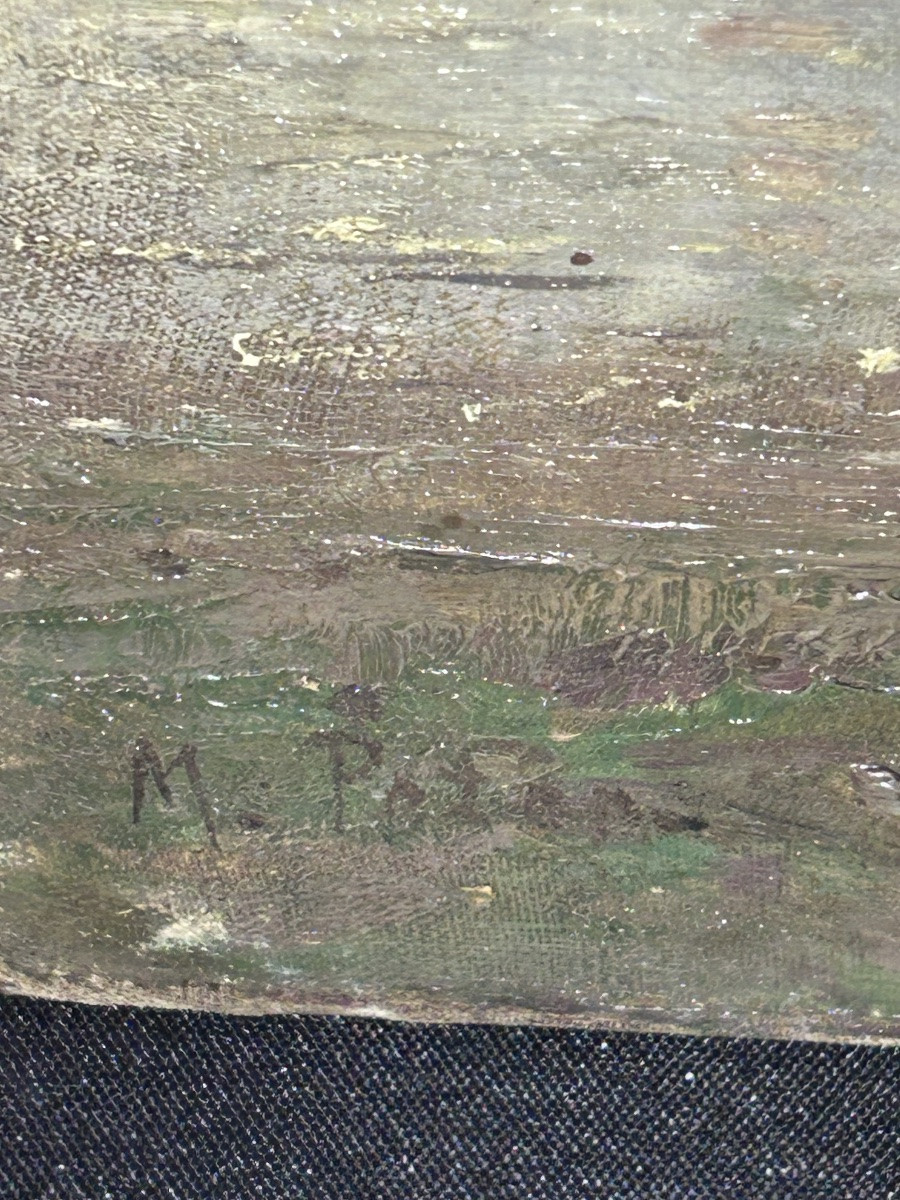 Oil On Canvas River Landscape Signature To Be Identified-photo-3