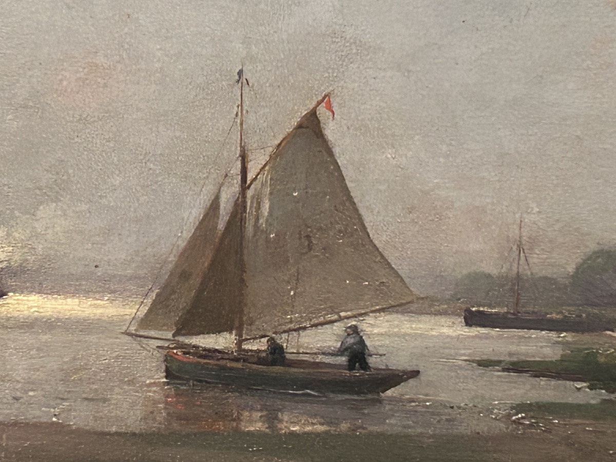 Oil On Canvas River Landscape Signature To Be Identified-photo-1