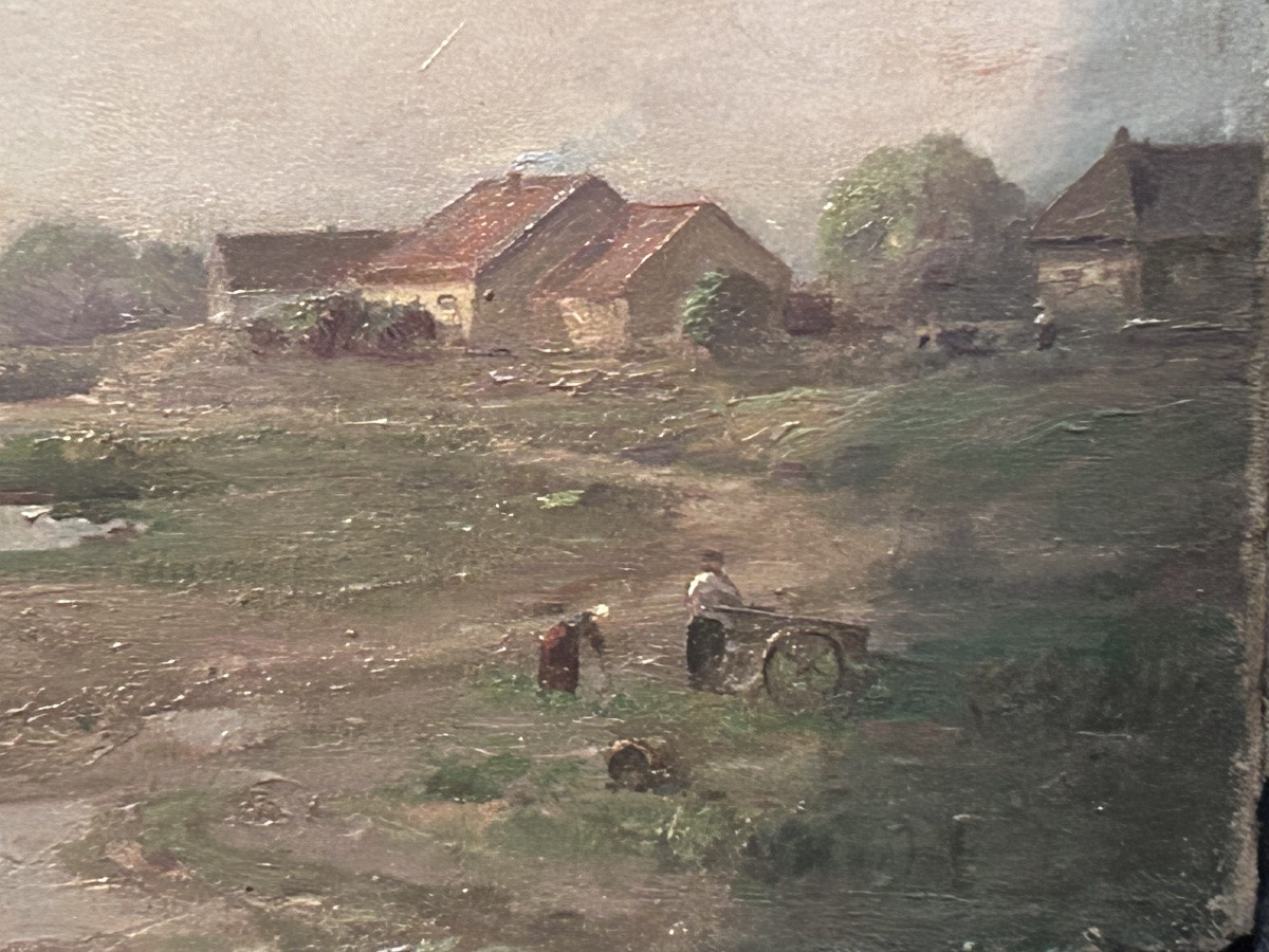 Oil On Canvas River Landscape Signature To Be Identified-photo-3