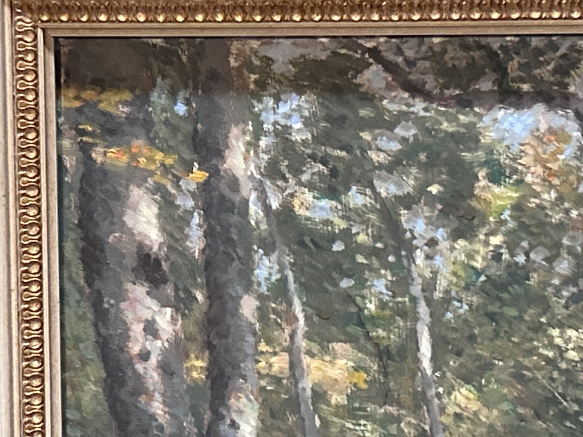 Oil On Panel Forest Landscape Signature To Be Identified-photo-3