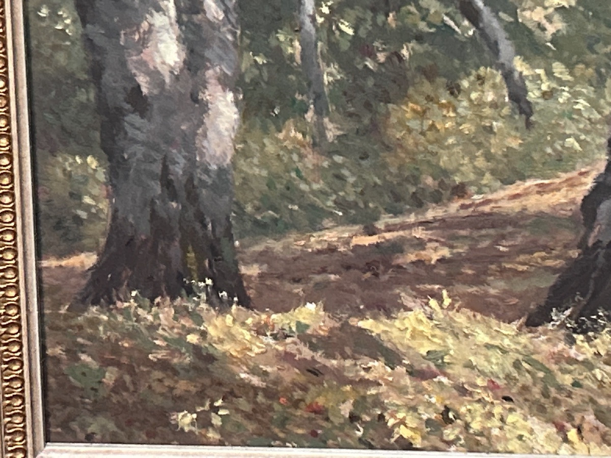 Oil On Panel Forest Landscape Signature To Be Identified-photo-7
