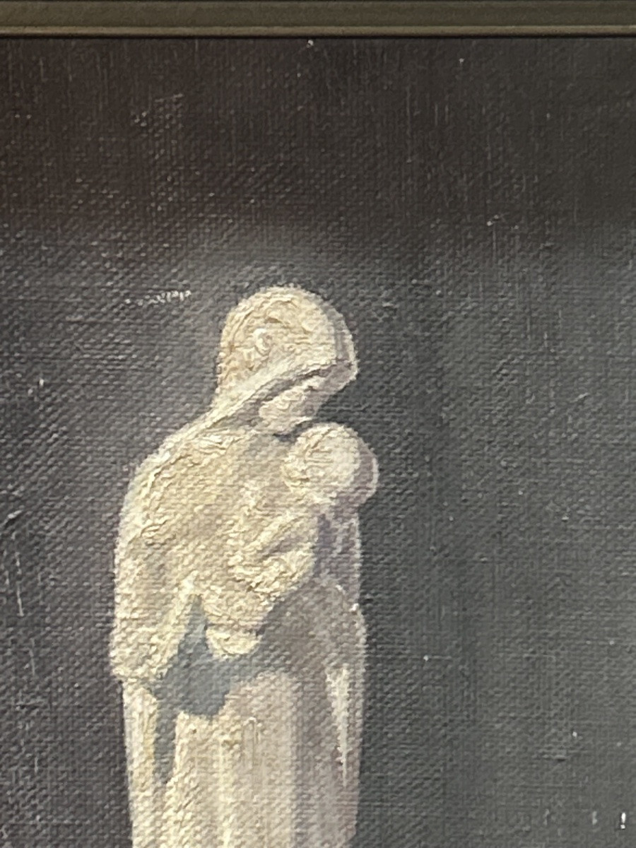 E. van Ingelgem, vierge à l’enfant huile sur toile -photo-4