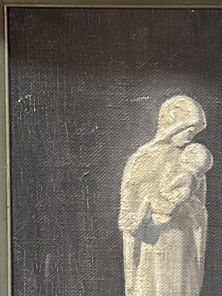 E. van Ingelgem, vierge à l’enfant huile sur toile -photo-1