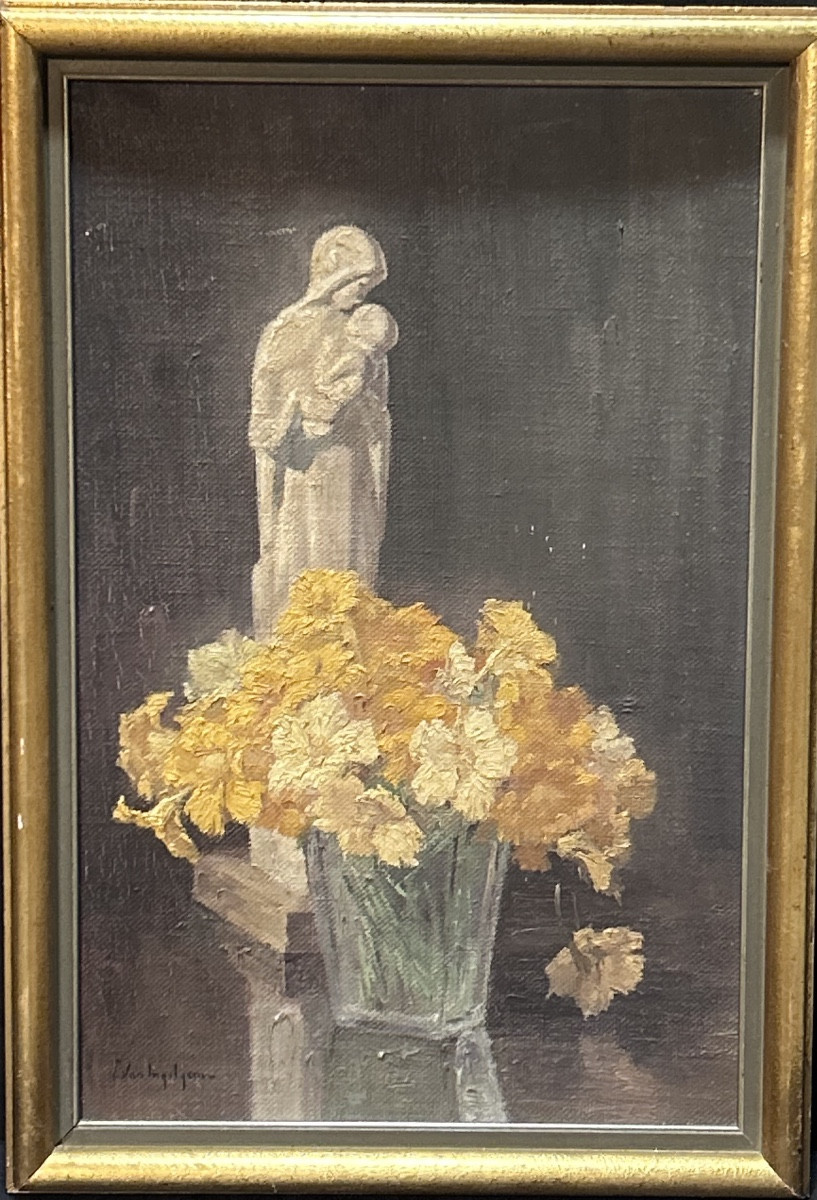 E. van Ingelgem, vierge à l’enfant huile sur toile 