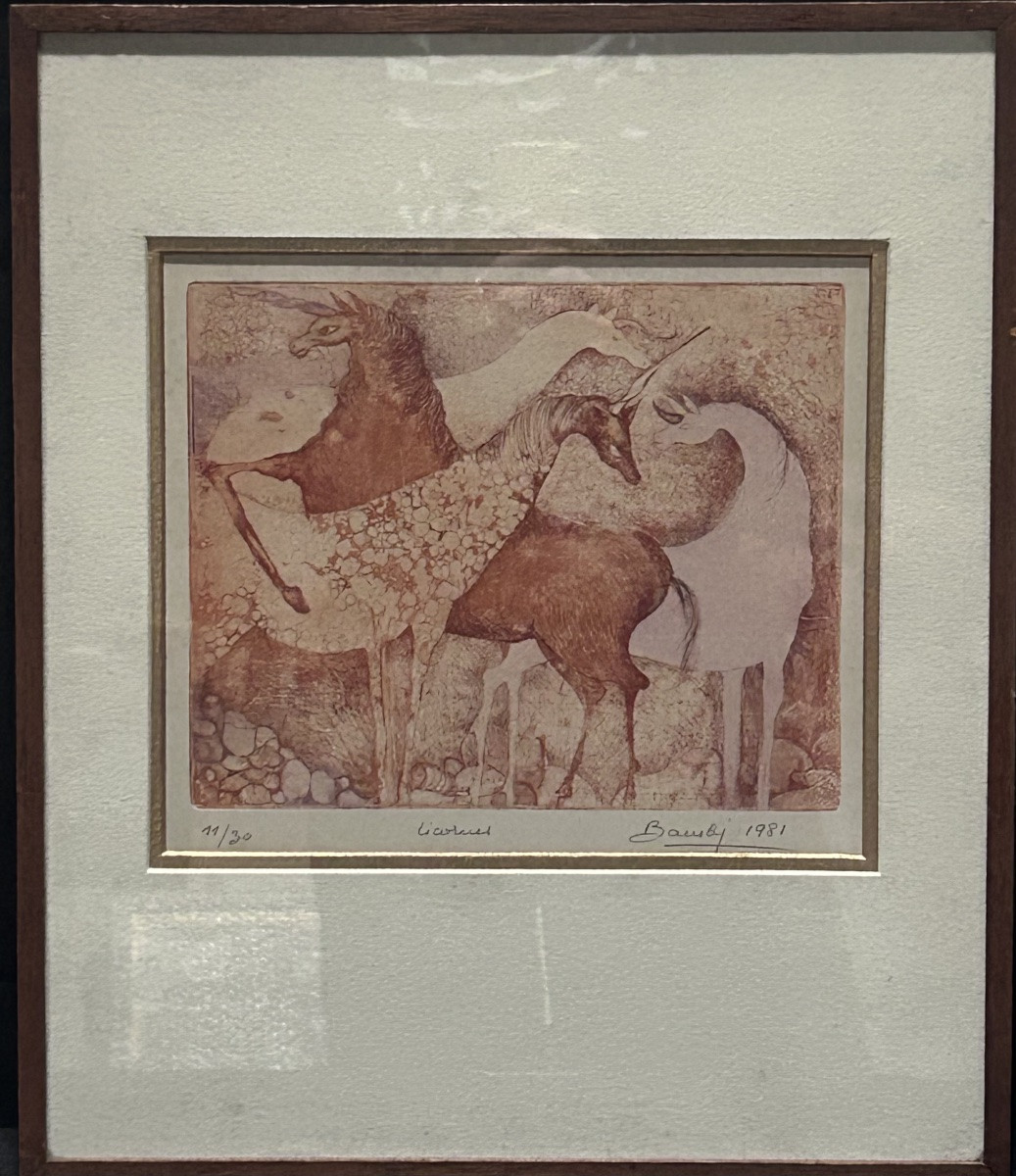 Lithographie « les licornes », 20e siècle -photo-2
