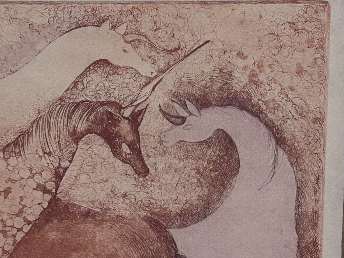 Lithographie « les licornes », 20e siècle -photo-2