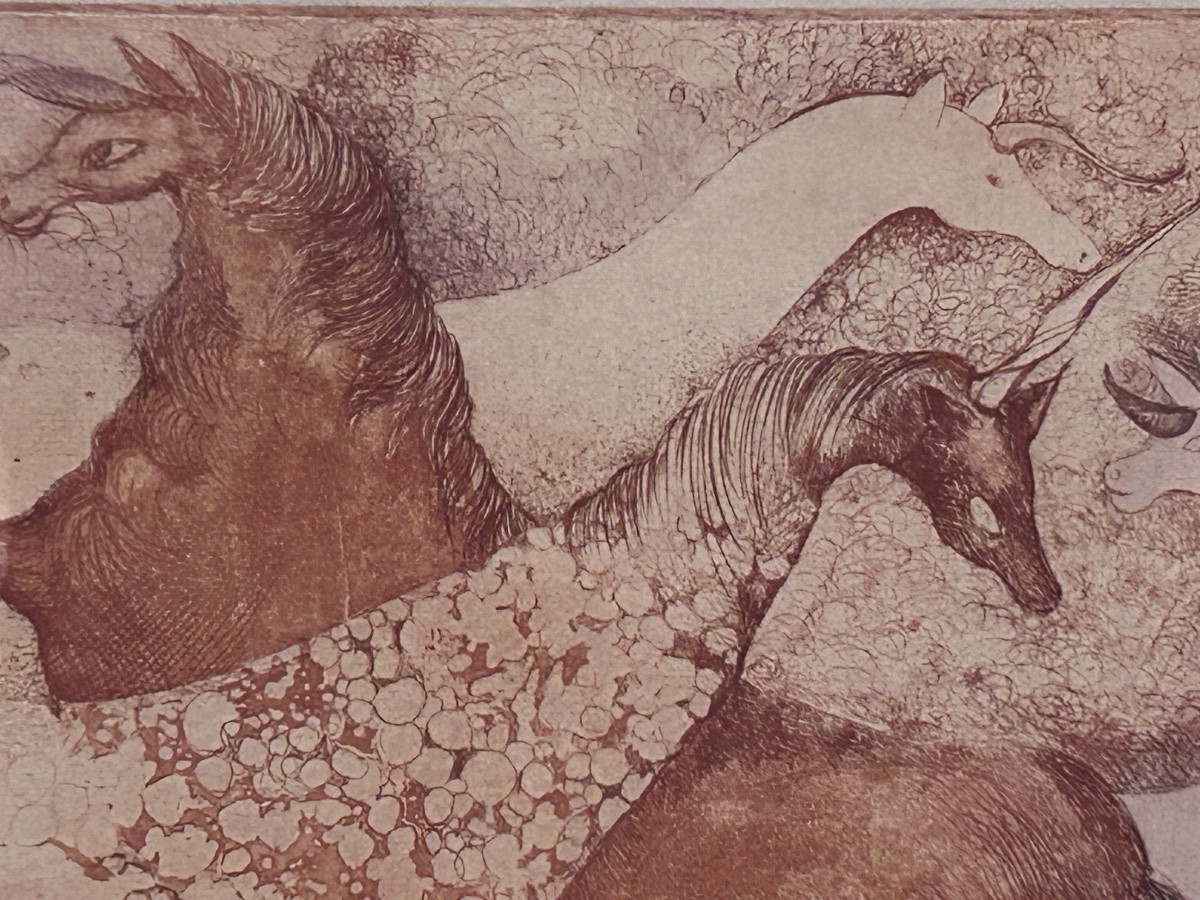 Lithographie « les licornes », 20e siècle -photo-3