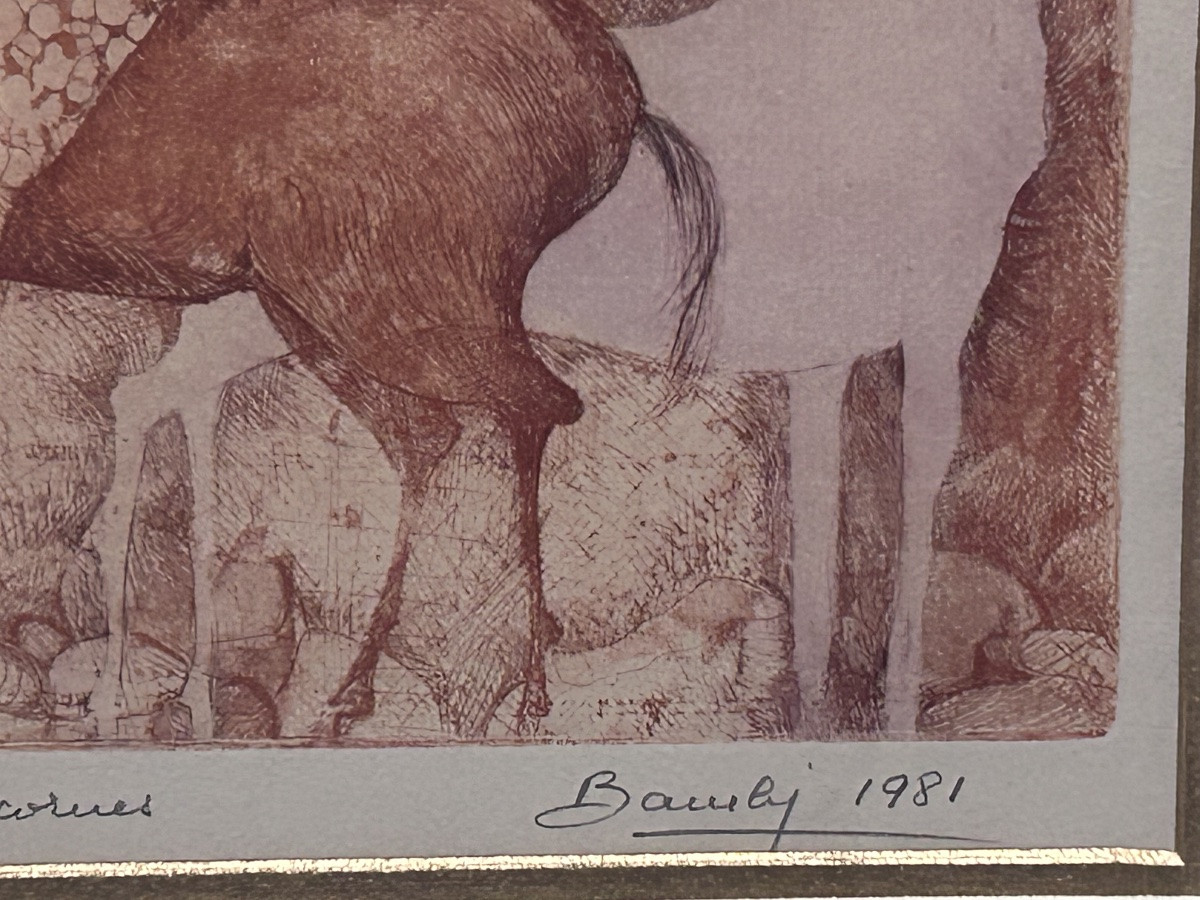 Lithographie « les licornes », 20e siècle -photo-6