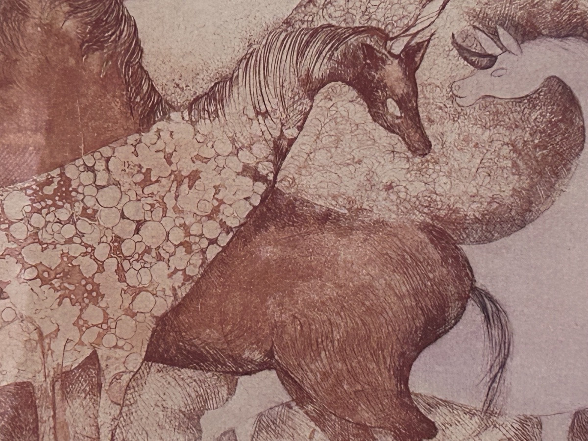 Lithographie « les licornes », 20e siècle -photo-7