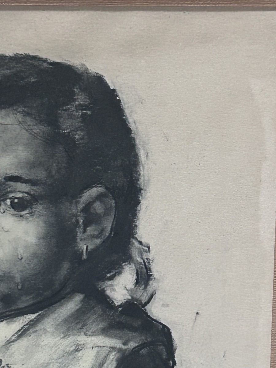 Charcoal Drawing, Portrait Of An Art Deco Girl-photo-1
