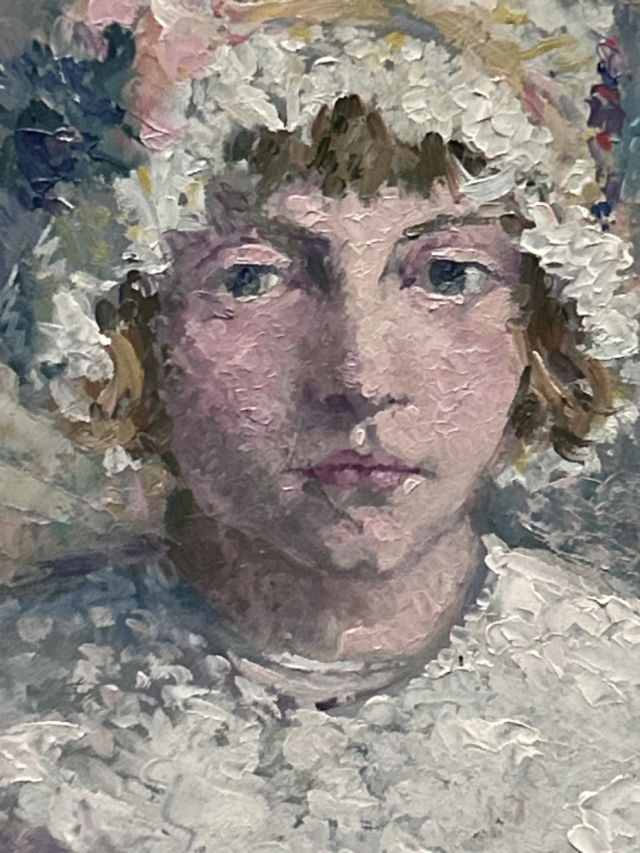 A.Robert, huile sur panneau portrait de femme -photo-4