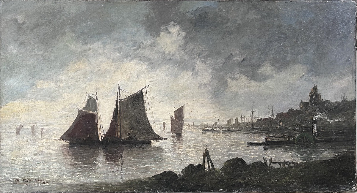 Ch. Cluytmans, paire de tableaux marine XIXe siècle -photo-4