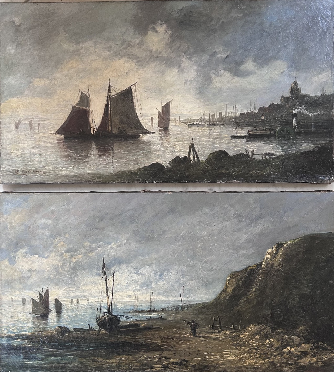 Ch. Cluytmans, paire de tableaux marine XIXe siècle 