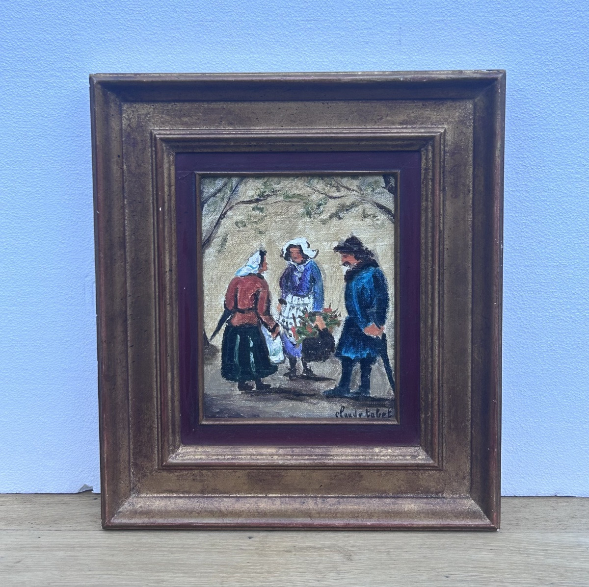 C. Tabet, huile sur toile scène de genre -photo-2