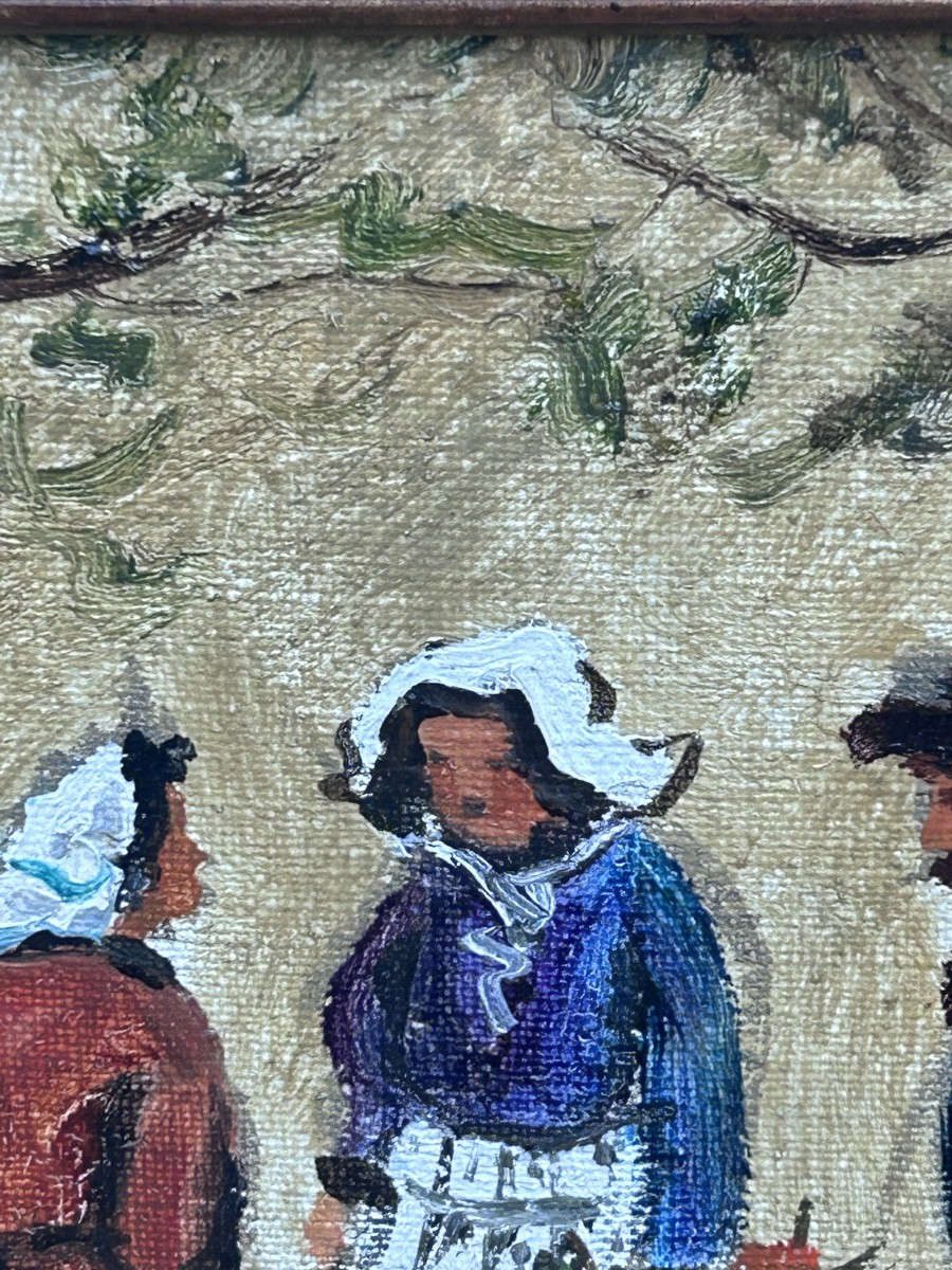 C. Tabet, huile sur toile scène de genre -photo-2