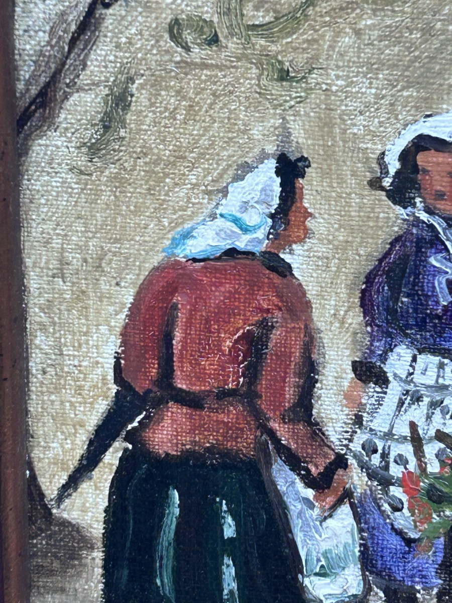 C. Tabet, huile sur toile scène de genre -photo-3