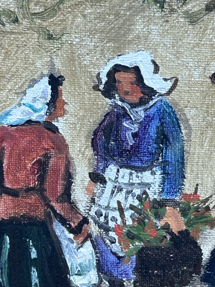 C. Tabet, huile sur toile scène de genre -photo-4