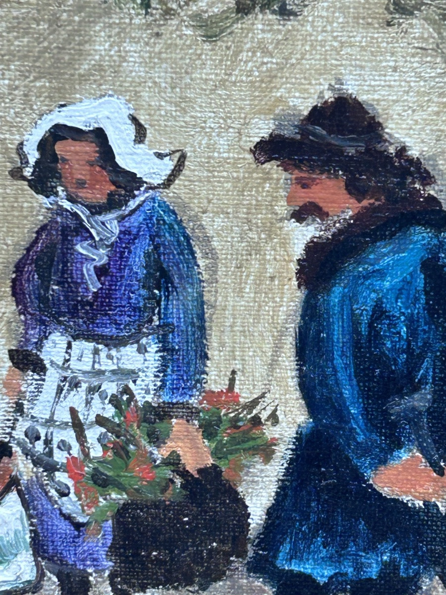 C. Tabet, huile sur toile scène de genre -photo-5