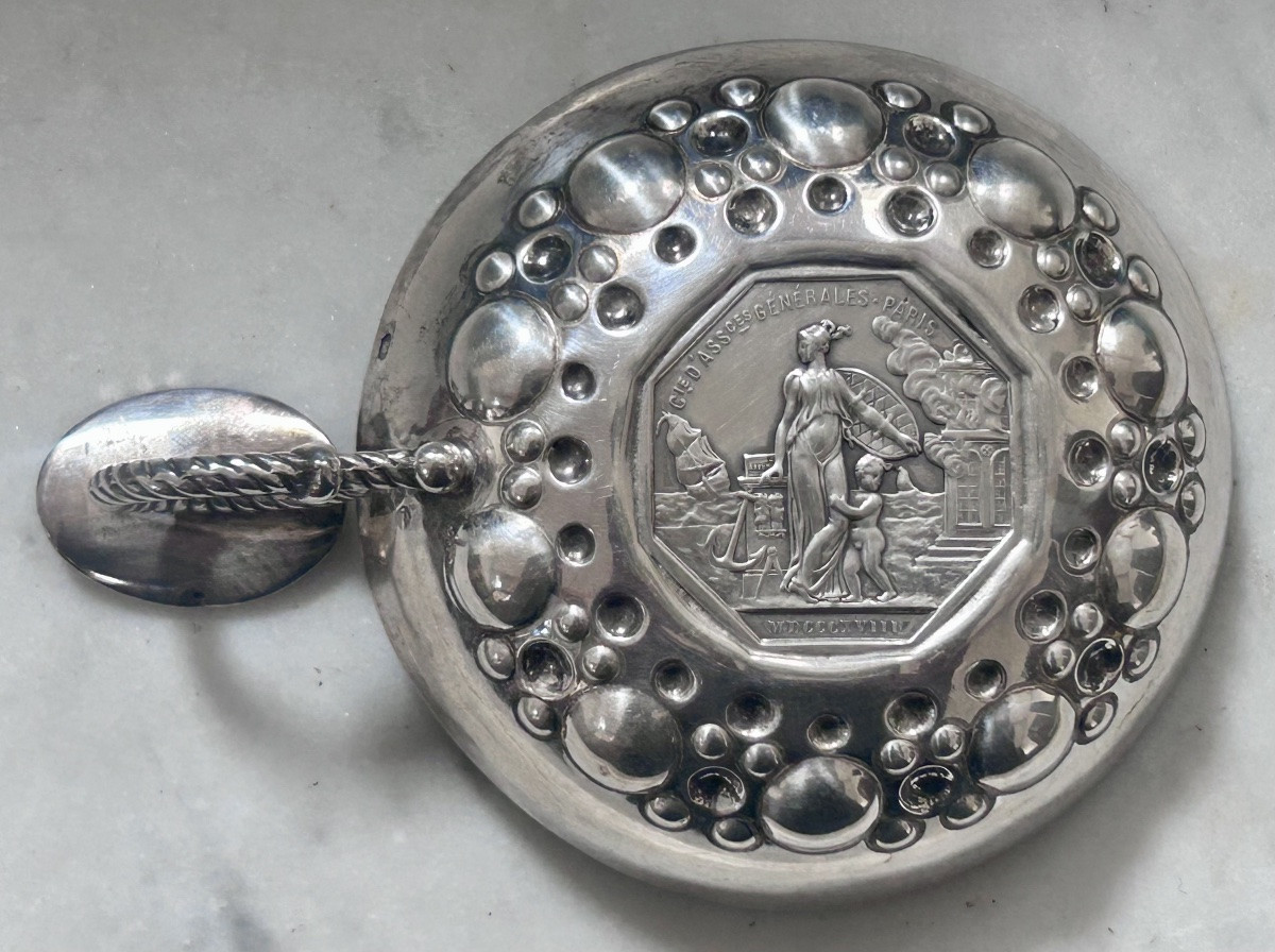 Tastevin en argent massif avec médaille roi Louis XVIII-photo-2