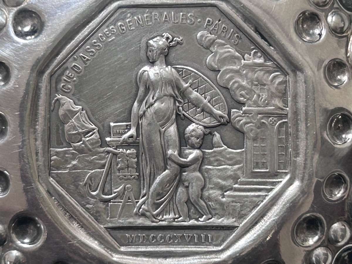 Tastevin en argent massif avec médaille roi Louis XVIII-photo-3