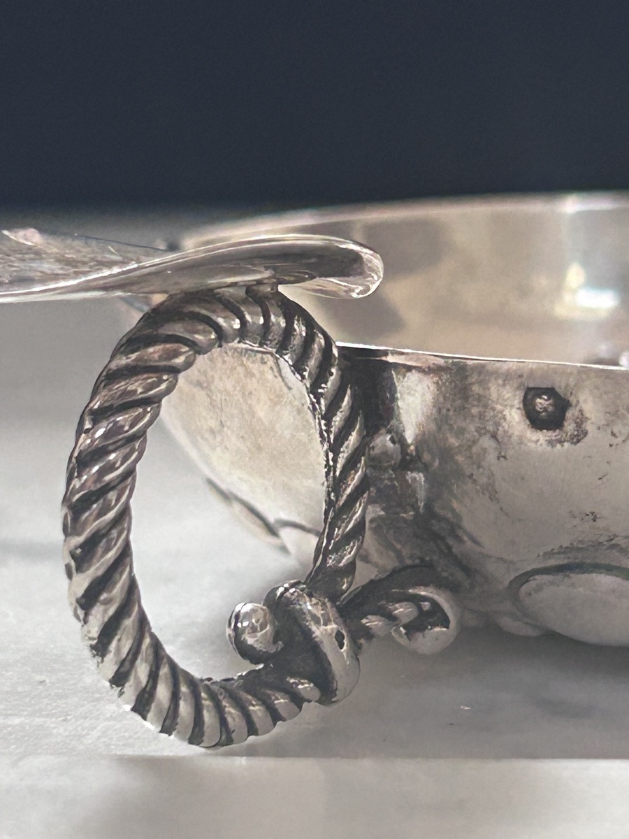 Tastevin en argent massif avec médaille roi Louis XVIII-photo-8