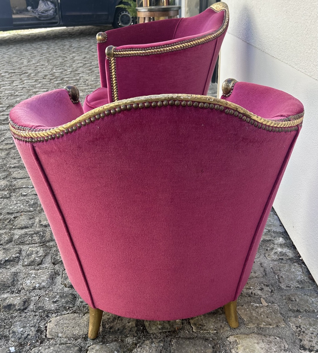Maurice Dufrène, paire de fauteuils barrel Art Nouveau -photo-2