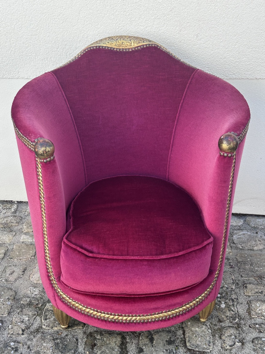 Maurice Dufrène, paire de fauteuils barrel Art Nouveau -photo-6