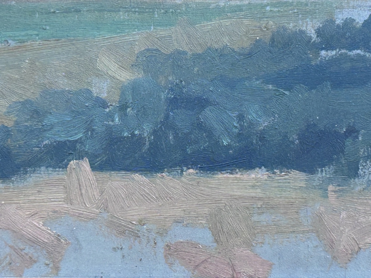 Beaussart, huile sur panneau paysage rural impressionniste -photo-5