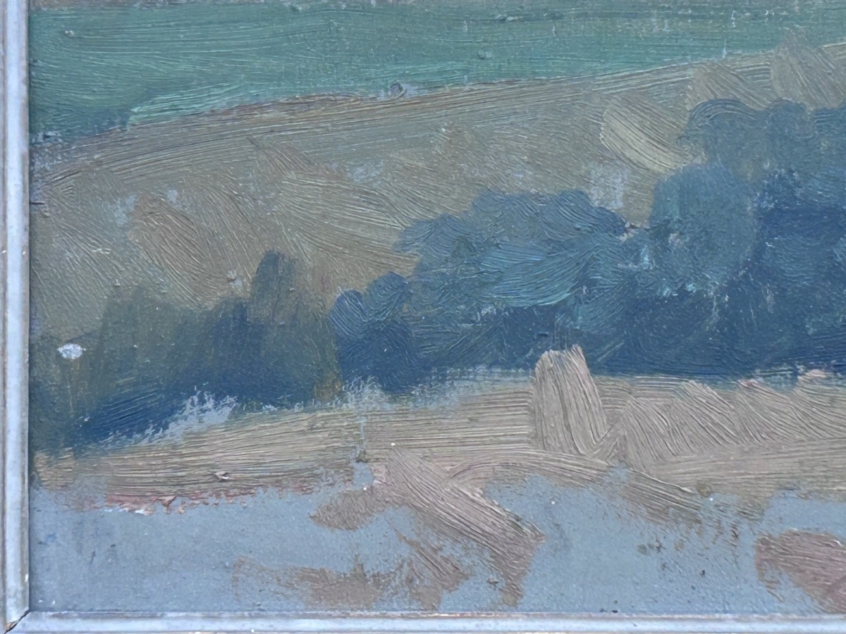 Beaussart, huile sur panneau paysage rural impressionniste -photo-6
