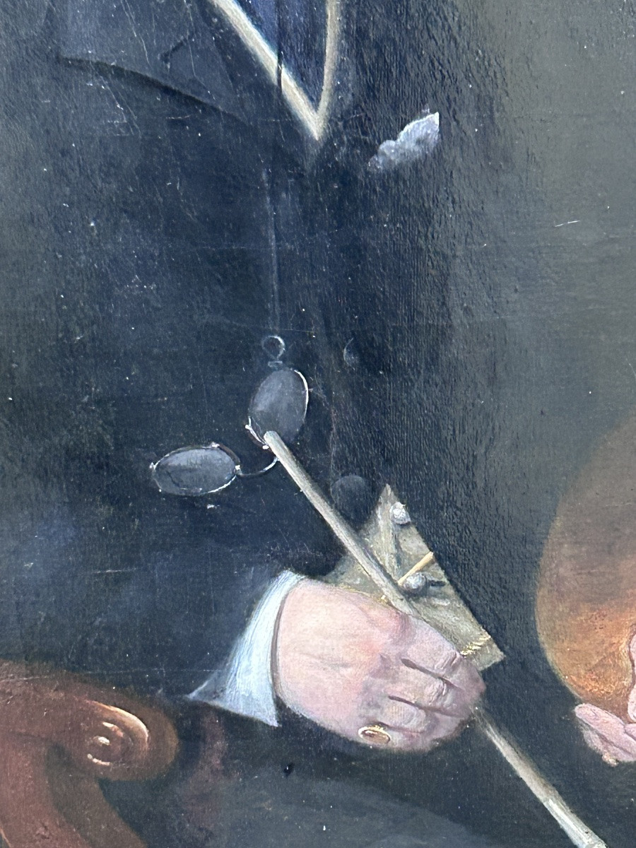 Tableau de château huile sur toile portrait d’artiste E. Evincx (?)-photo-2