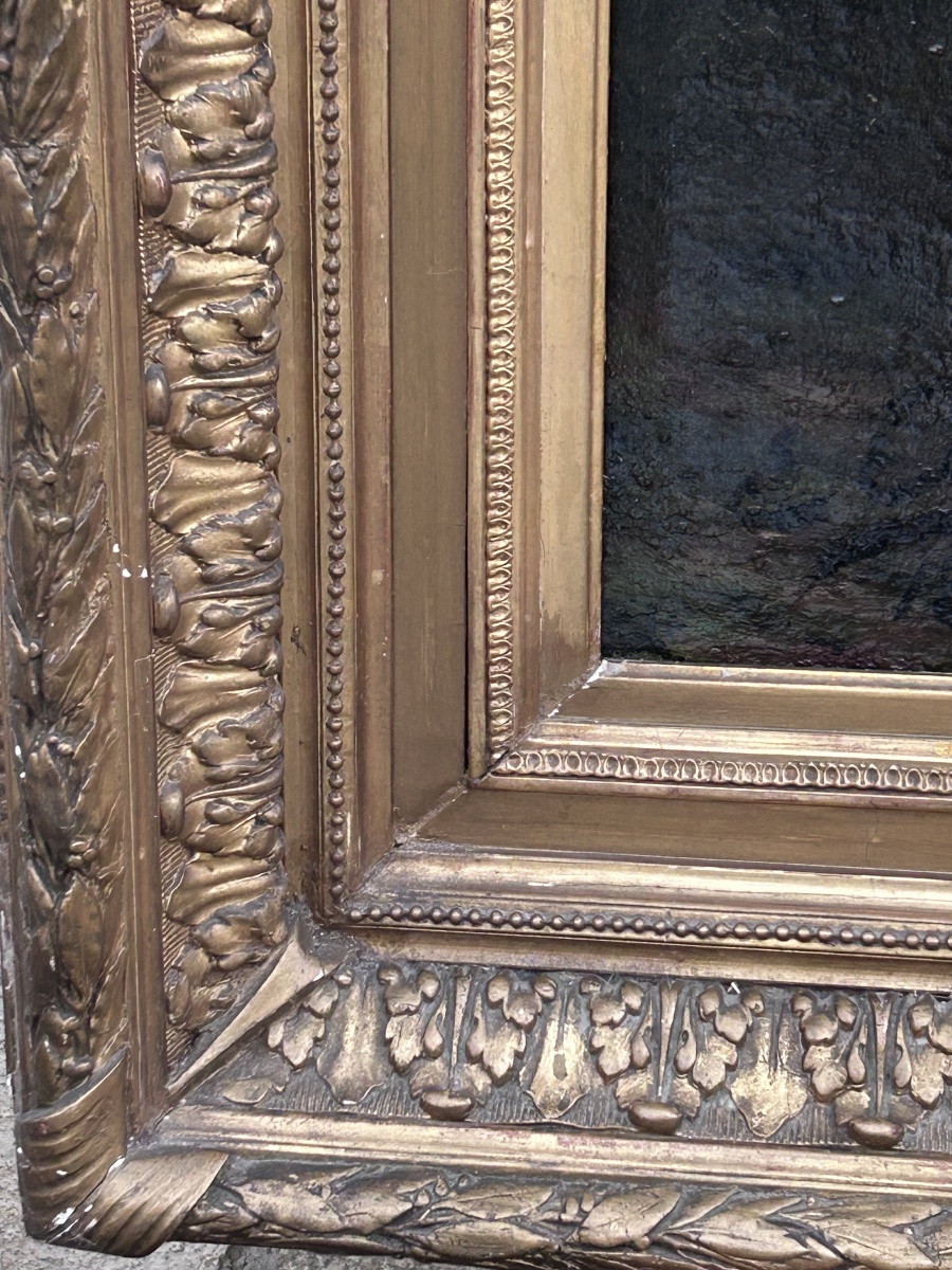 Tableau de château huile sur toile portrait d’artiste E. Evincx (?)-photo-7