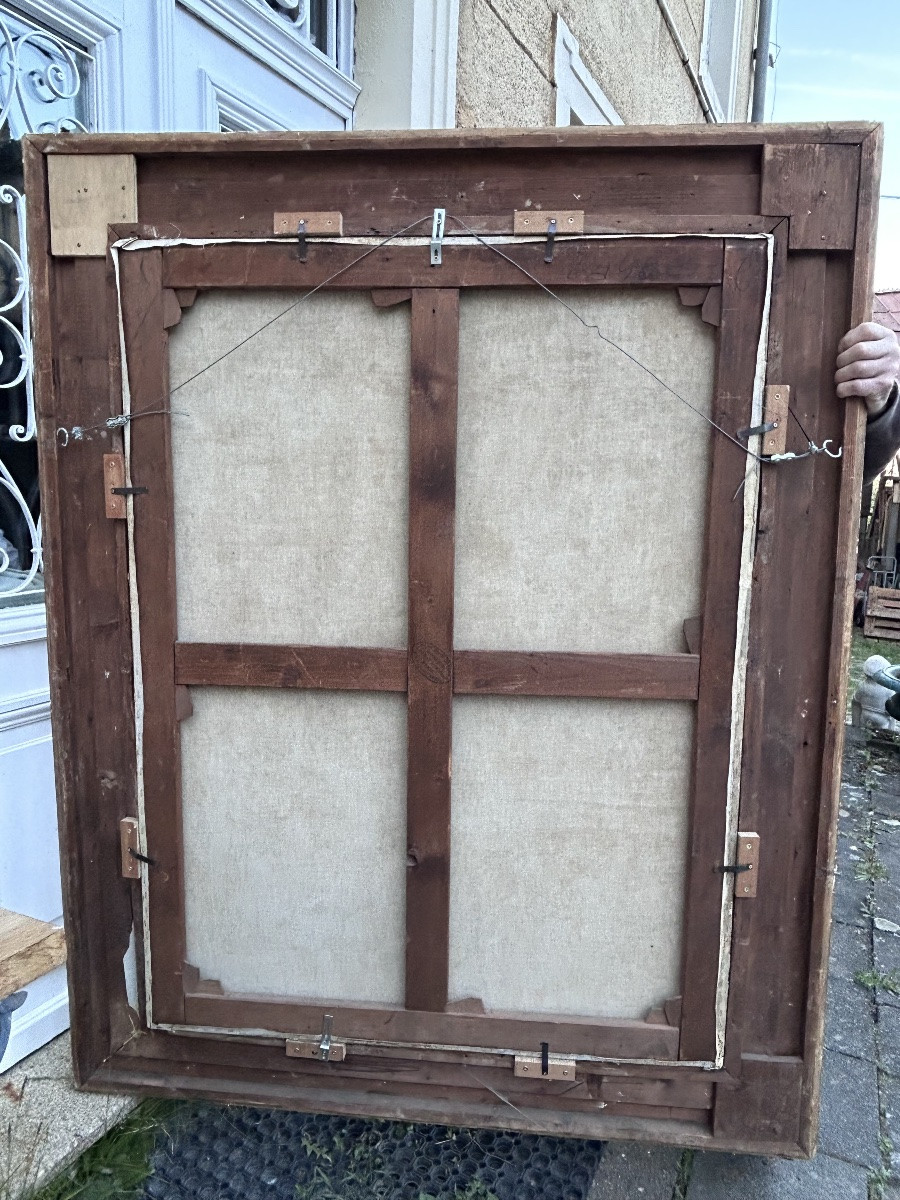 Tableau de château huile sur toile portrait d’artiste E. Evincx (?)-photo-8