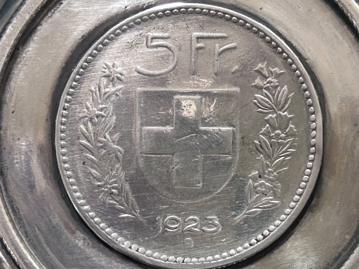 Tastevin en argent massif avec pièce de la confédération helvétique -photo-4