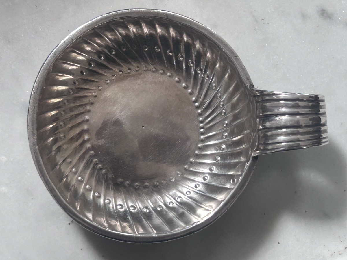 Tastevin en argent massif nervuré XVIIIe siècle -photo-2