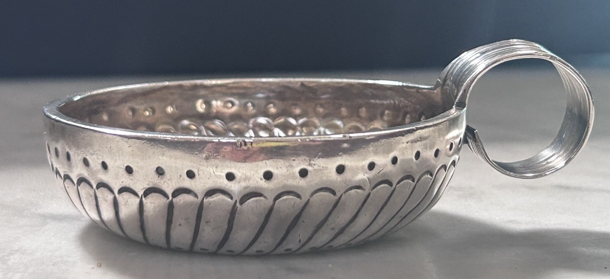 Tastevin en argent massif nervuré XVIIIe siècle -photo-3