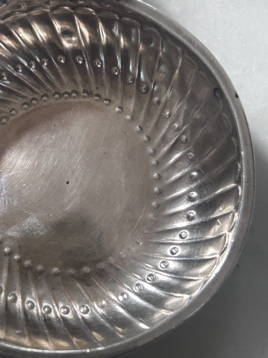 Tastevin en argent massif nervuré XVIIIe siècle -photo-2