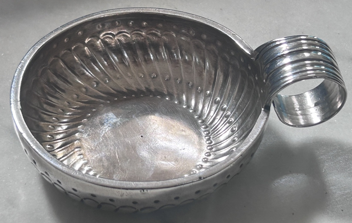 Tastevin en argent massif nervuré XVIIIe siècle 