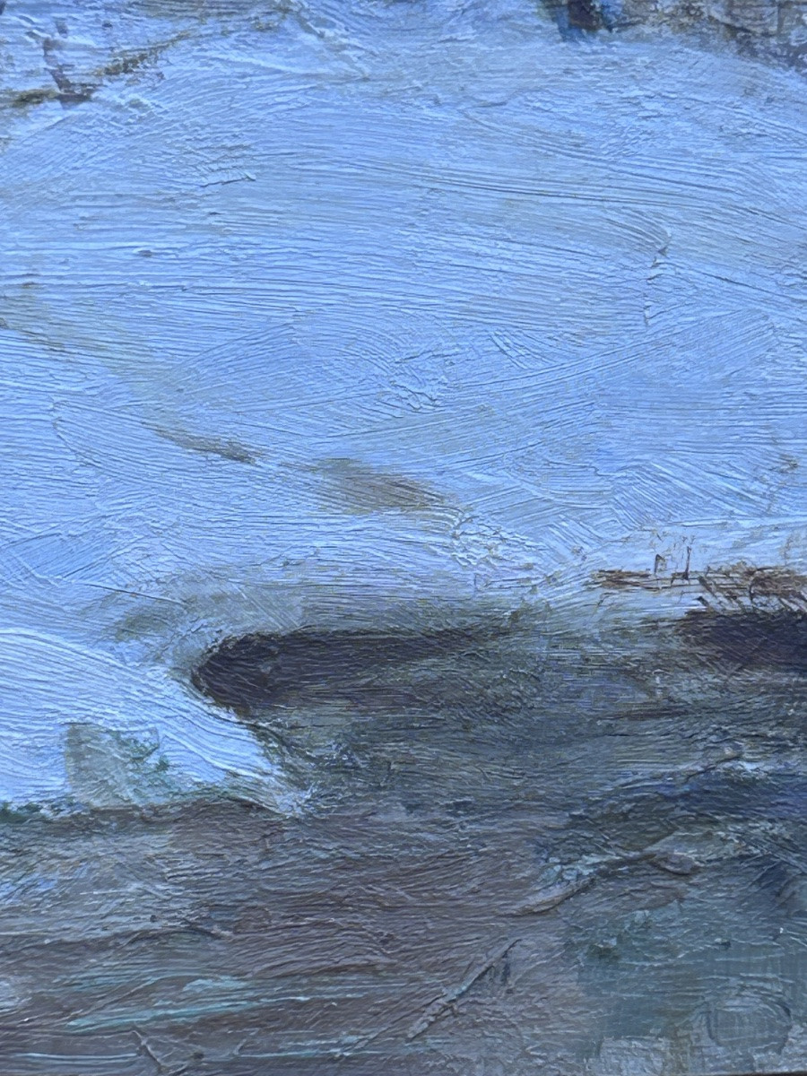 Paysage hivernal huile sur carton-photo-7