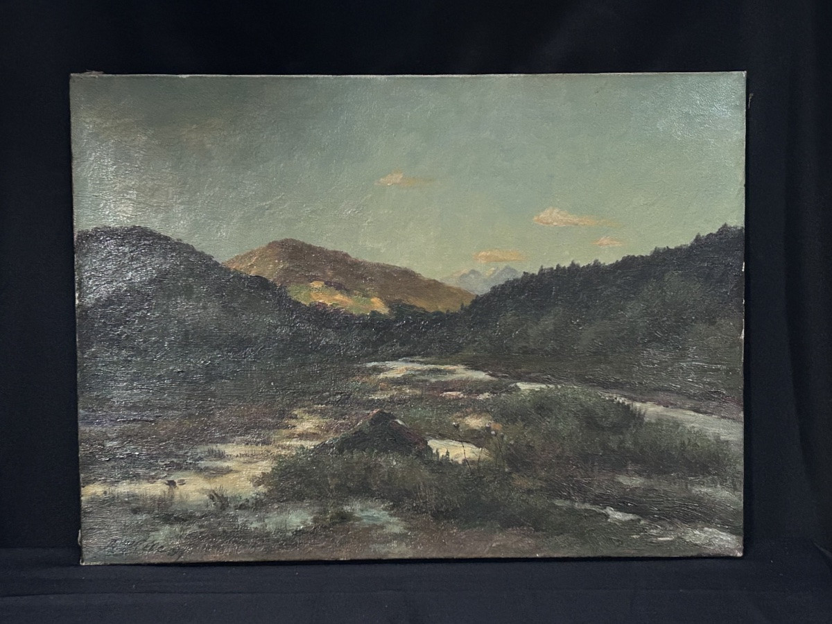 F. von Wille, huile sur toile paysage Ardennes allemandes -photo-2