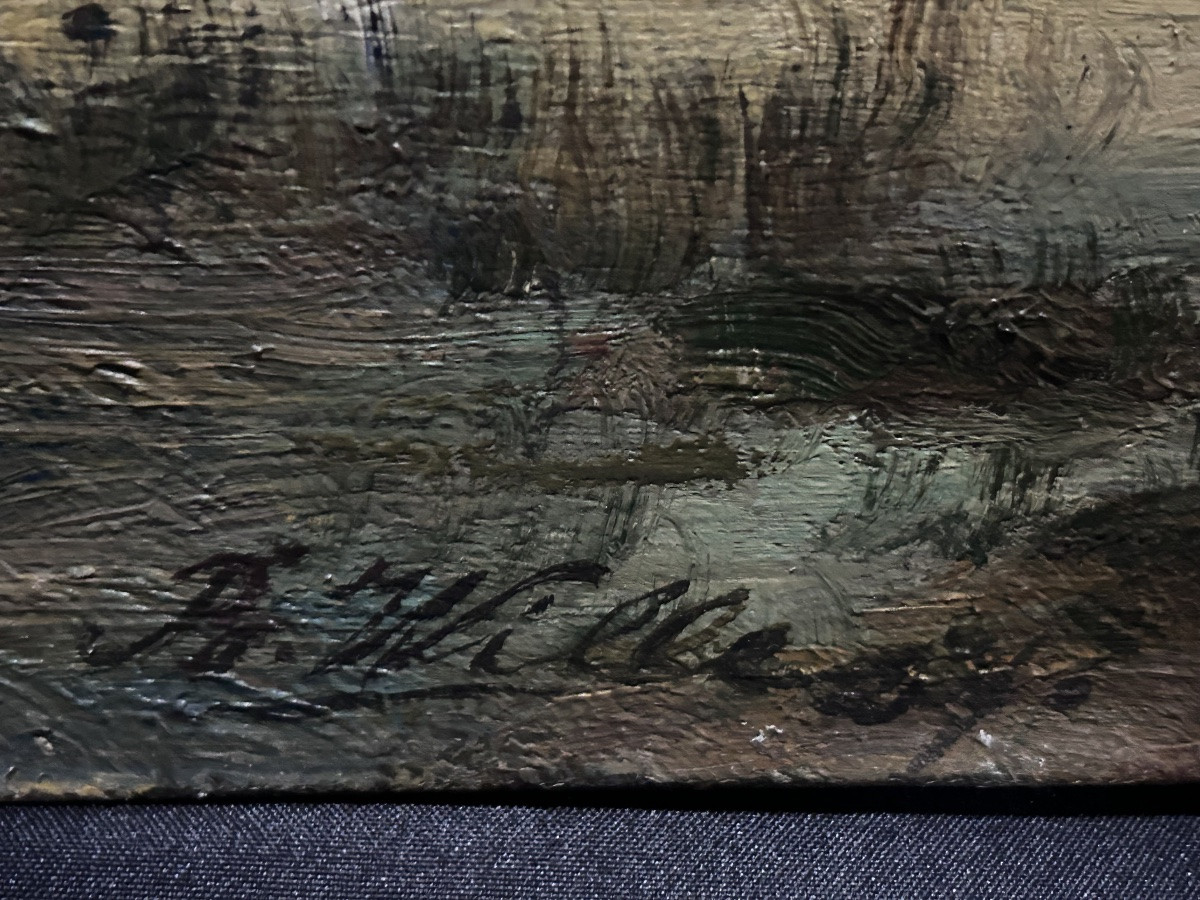 F. von Wille, huile sur toile paysage Ardennes allemandes -photo-3