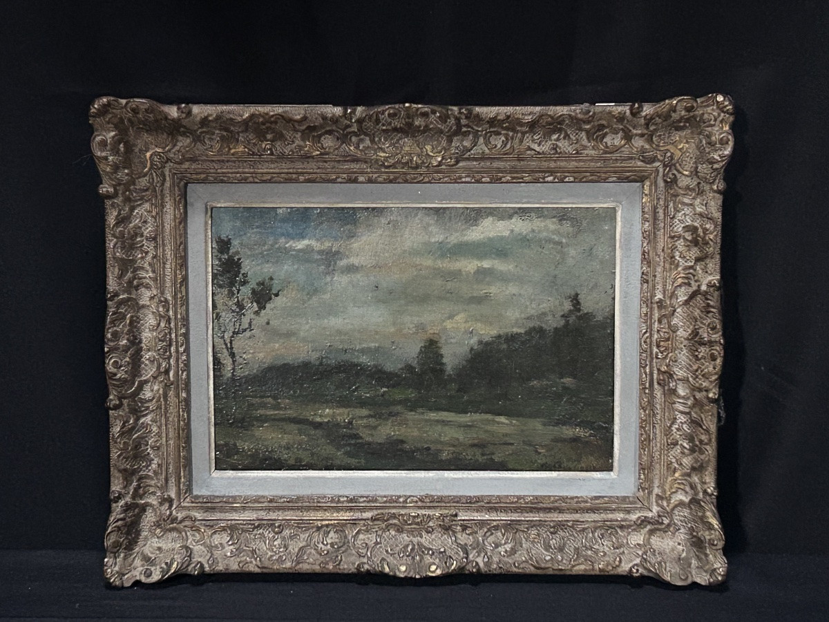 H. Boulenger, huile sur panneau paysage belge XIXe siècle -photo-2